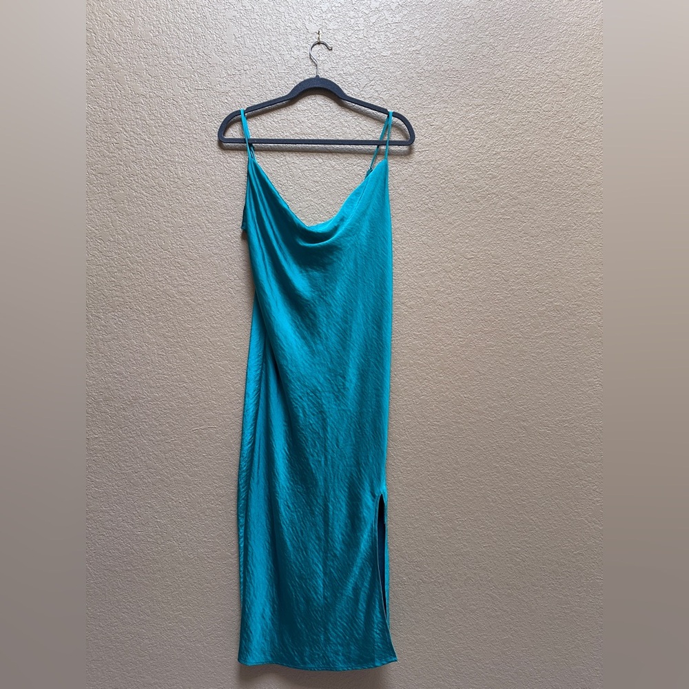 J for Justify Blue Asymmetrical Slip Dress
